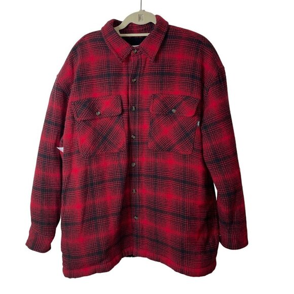 Tna Womens Jacket Size Large Red Prospect Sherpa Shacket Plaid Button Down - Picture 1 of 10